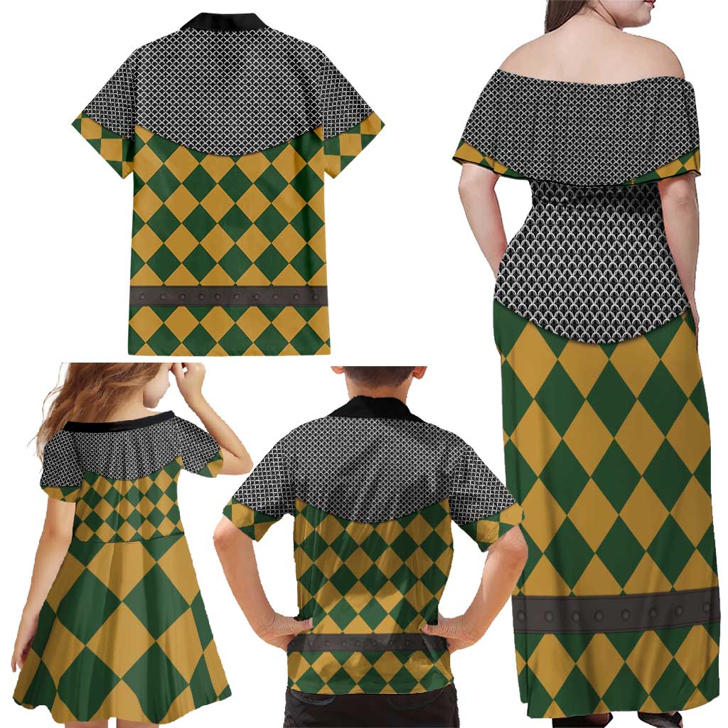 Knights Germany Costumes Family Matching Off Shoulder Maxi Dress and Hawaiian Shirt - Wonder Print Shop