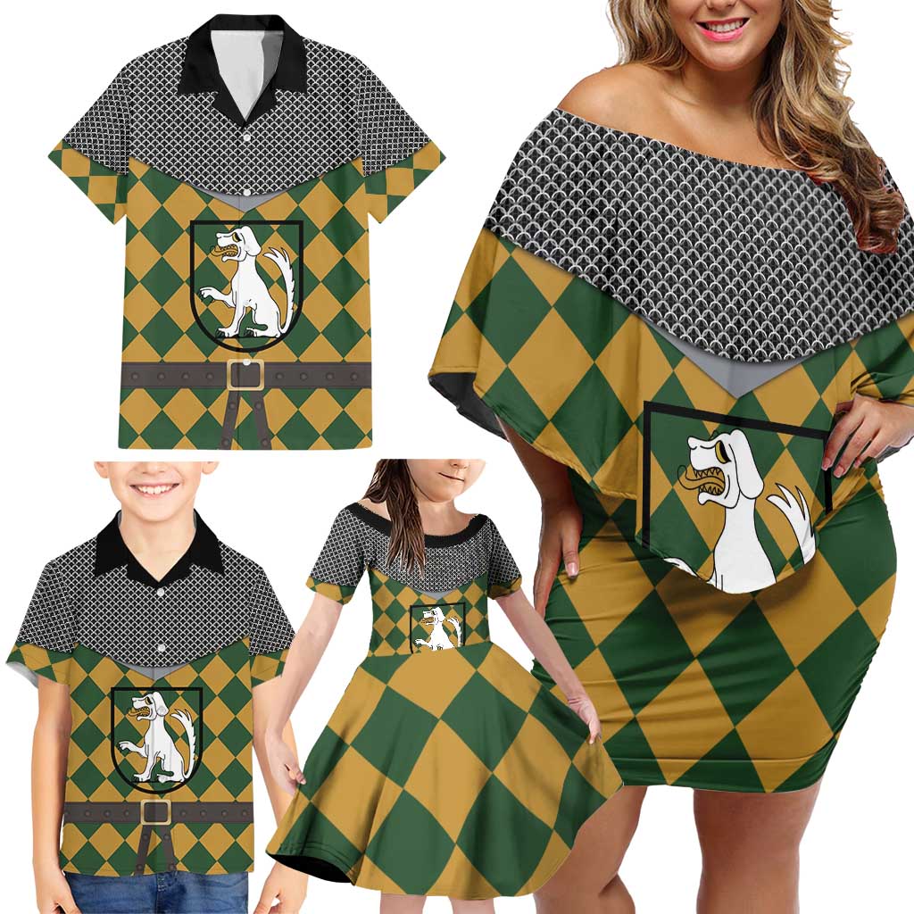 Knights Germany Costumes Family Matching Off Shoulder Short Dress and Hawaiian Shirt - Wonder Print Shop