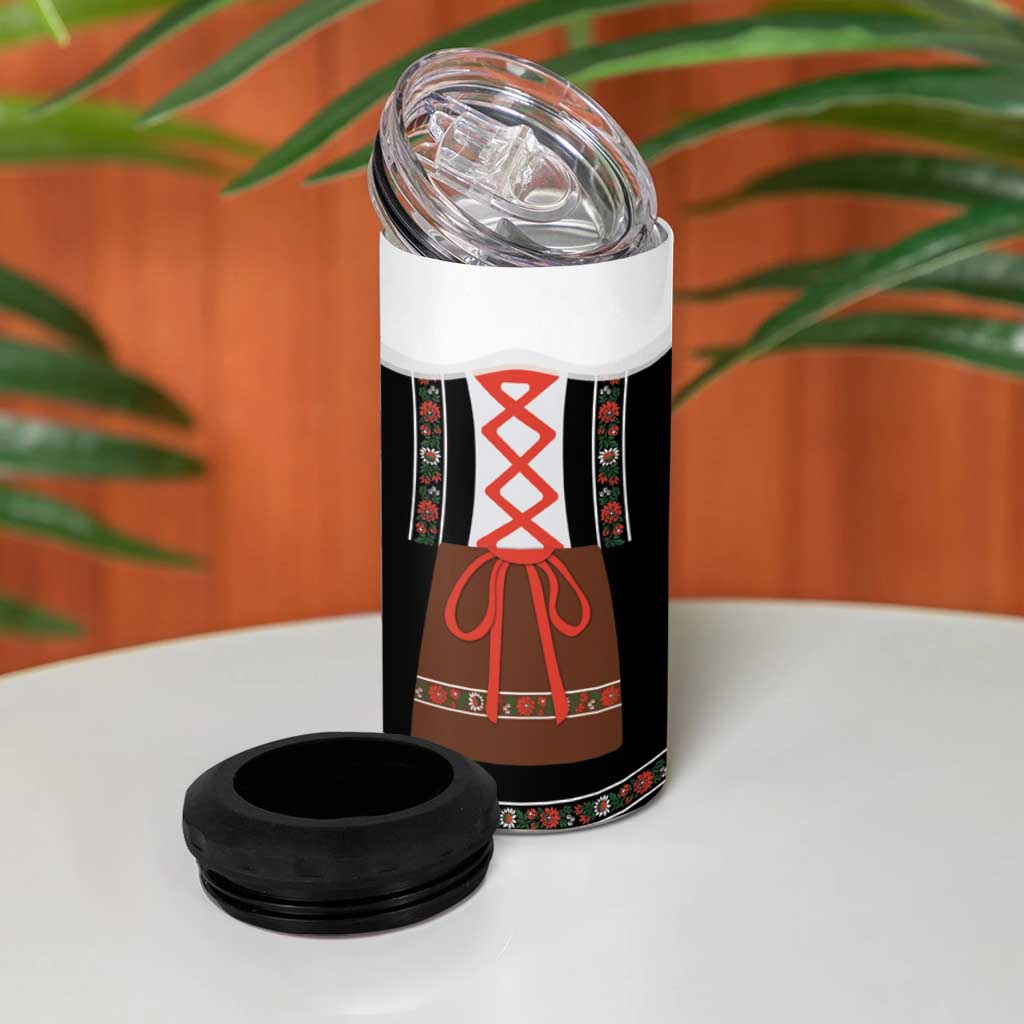Oktoberfest Dirndl Costume 4 in 1 Can Cooler Tumbler German Beer Festival - Wonder Print Shop