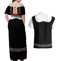 Oktoberfest Dirndl Costume Couples Matching Off Shoulder Maxi Dress and Hawaiian Shirt German Beer Festival - Wonder Print Shop