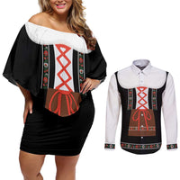 Oktoberfest Dirndl Costume Couples Matching Off Shoulder Short Dress and Long Sleeve Button Shirt German Beer Festival - Wonder Print Shop