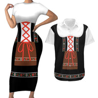 Oktoberfest Dirndl Costume Couples Matching Short Sleeve Bodycon Dress and Hawaiian Shirt German Beer Festival - Wonder Print Shop