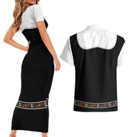 Oktoberfest Dirndl Costume Couples Matching Short Sleeve Bodycon Dress and Hawaiian Shirt German Beer Festival - Wonder Print Shop