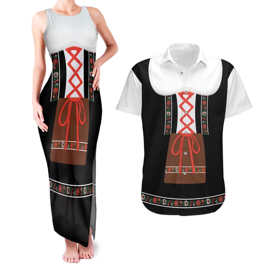 Oktoberfest Dirndl Costume Couples Matching Tank Maxi Dress and Hawaiian Shirt German Beer Festival - Wonder Print Shop