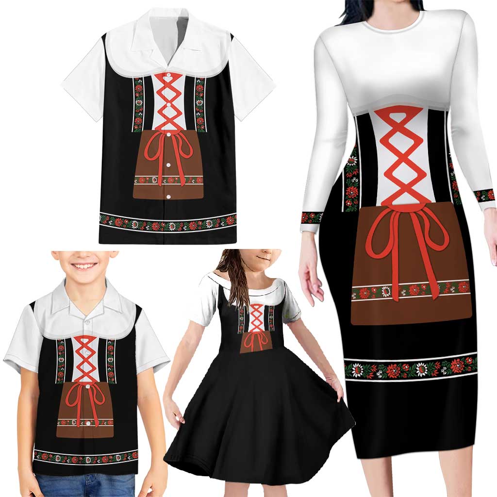 Oktoberfest Dirndl Costume Family Matching Long Sleeve Bodycon Dress and Hawaiian Shirt German Beer Festival - Wonder Print Shop