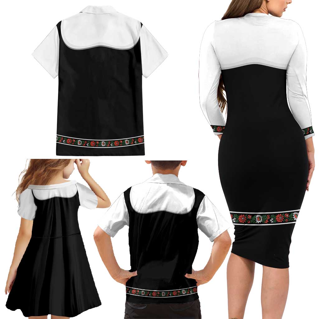 Oktoberfest Dirndl Costume Family Matching Long Sleeve Bodycon Dress and Hawaiian Shirt German Beer Festival - Wonder Print Shop