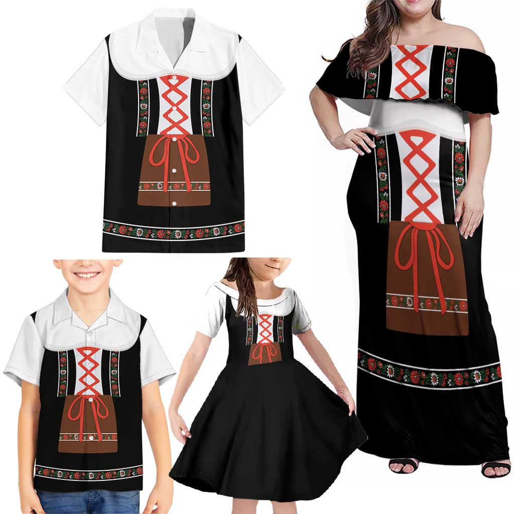Oktoberfest Dirndl Costume Family Matching Off Shoulder Maxi Dress and Hawaiian Shirt German Beer Festival - Wonder Print Shop