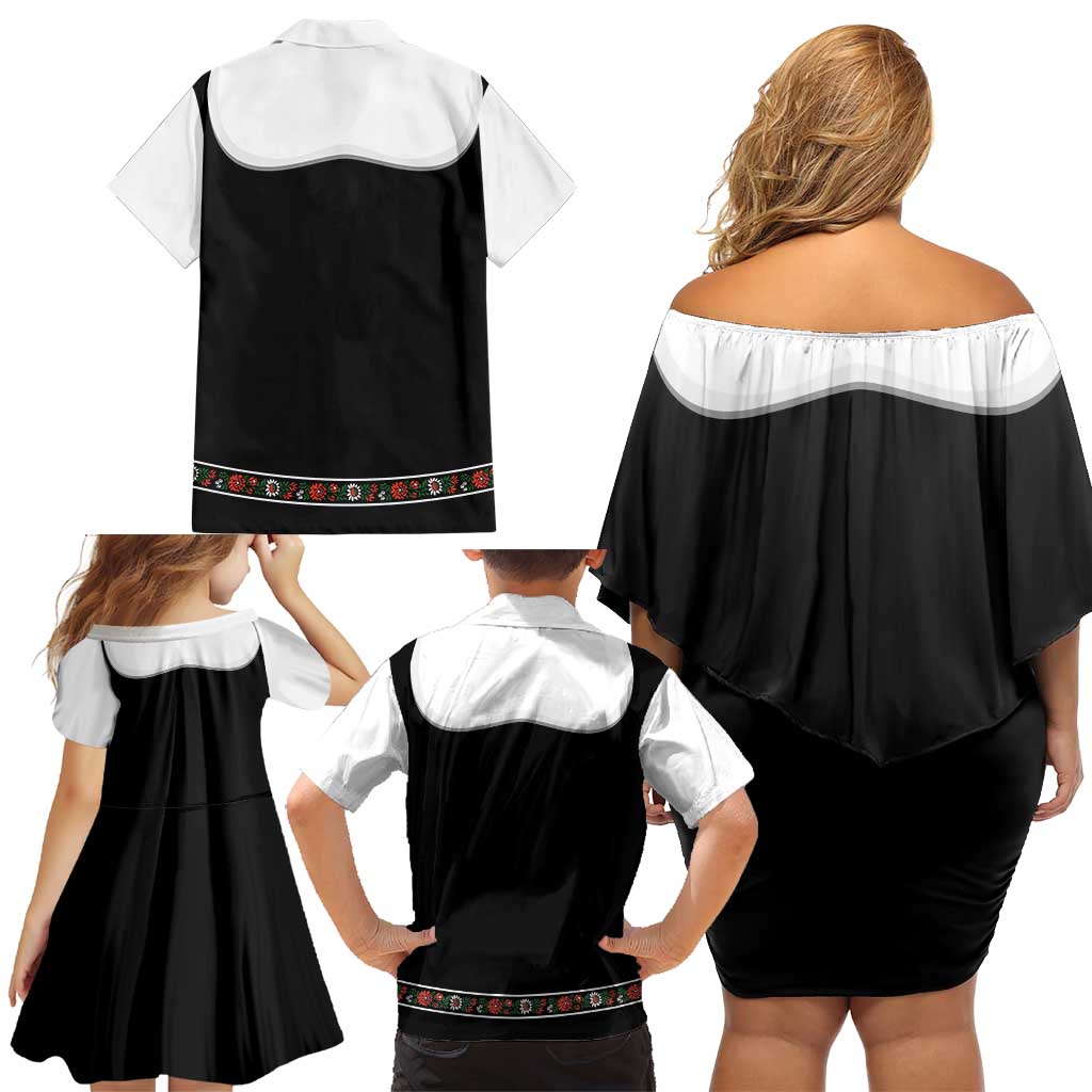 Oktoberfest Dirndl Costume Family Matching Off Shoulder Short Dress and Hawaiian Shirt German Beer Festival - Wonder Print Shop