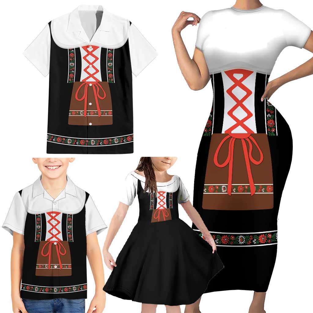 Oktoberfest Dirndl Costume Family Matching Short Sleeve Bodycon Dress and Hawaiian Shirt German Beer Festival - Wonder Print Shop