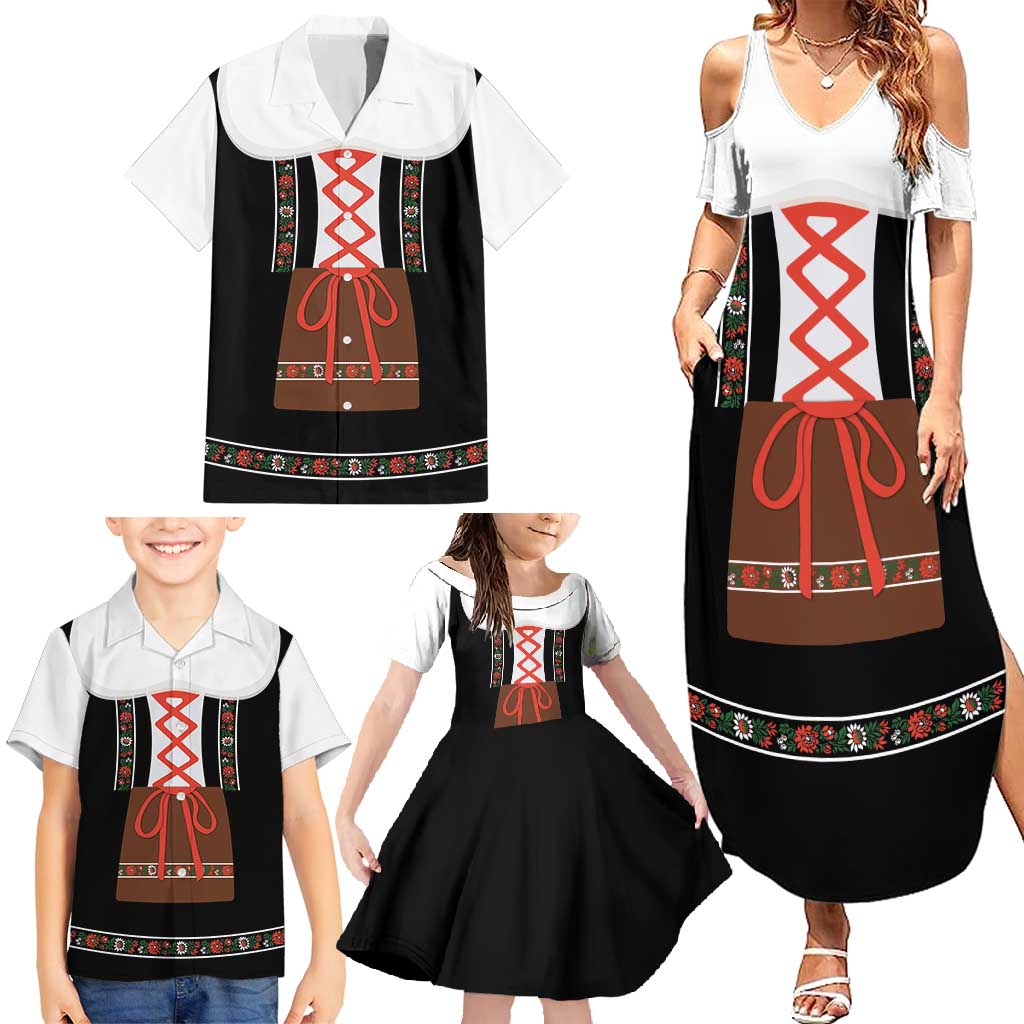 Oktoberfest Dirndl Costume Family Matching Summer Maxi Dress and Hawaiian Shirt German Beer Festival - Wonder Print Shop