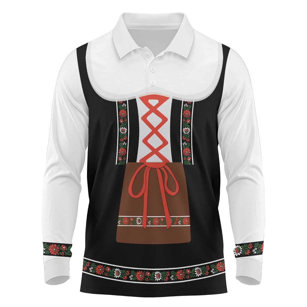 Oktoberfest Dirndl Costume Long Sleeve Polo Shirt German Beer Festival - Wonder Print Shop