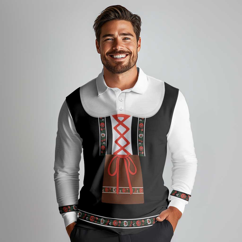 Oktoberfest Dirndl Costume Long Sleeve Polo Shirt German Beer Festival - Wonder Print Shop