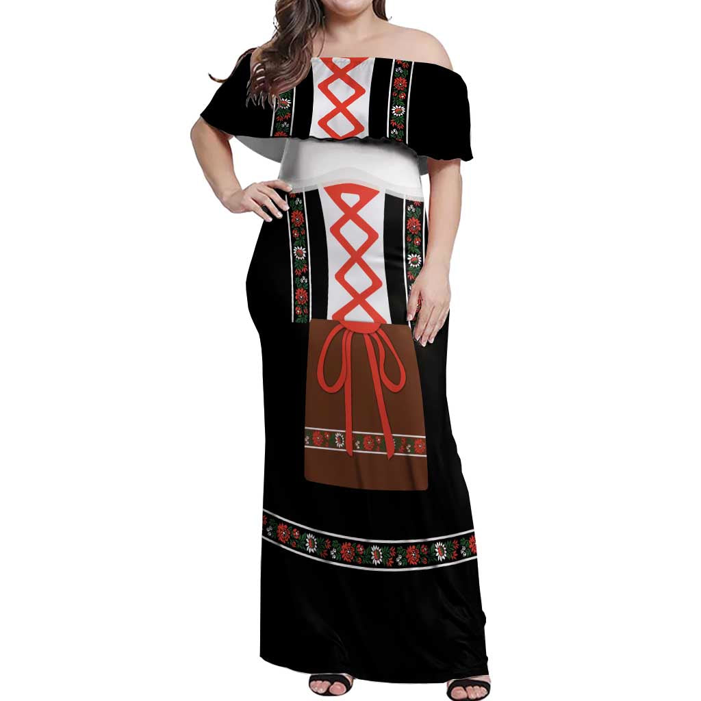 Oktoberfest Dirndl Costume Off Shoulder Maxi Dress German Beer Festival - Wonder Print Shop