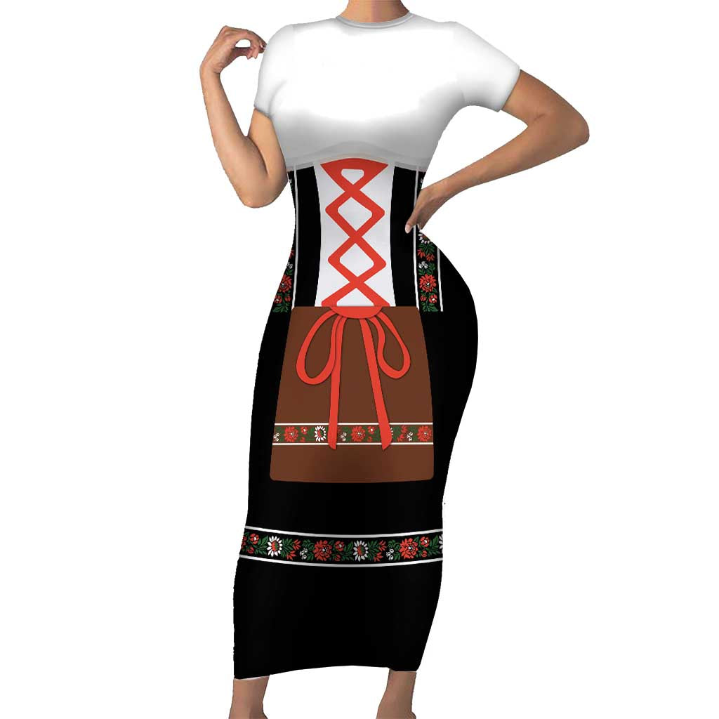 Oktoberfest Dirndl Costume Short Sleeve Bodycon Dress German Beer Festival - Wonder Print Shop