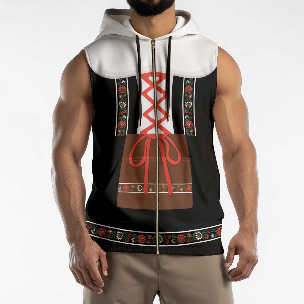 Oktoberfest Dirndl Costume Sleeveless Zip Hoodie German Beer Festival - Wonder Print Shop