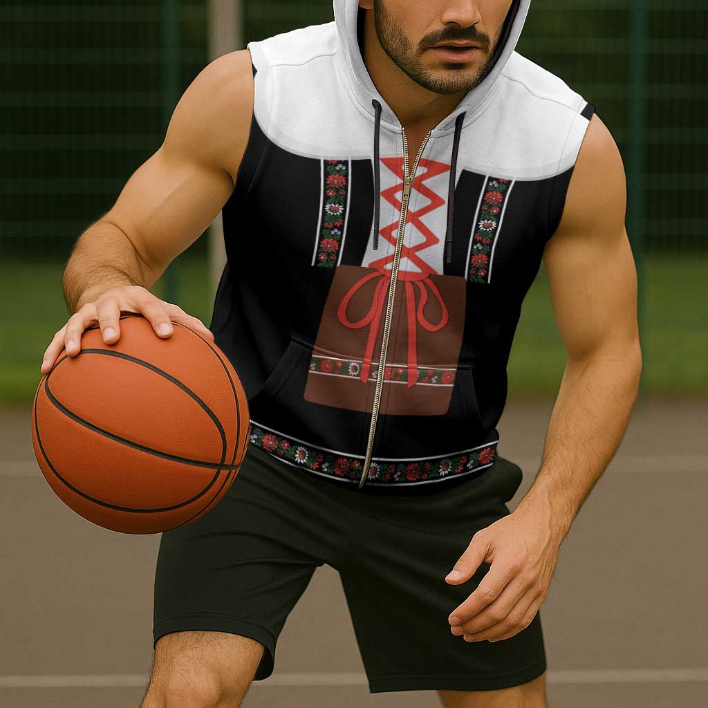 Oktoberfest Dirndl Costume Sleeveless Zip Hoodie German Beer Festival - Wonder Print Shop