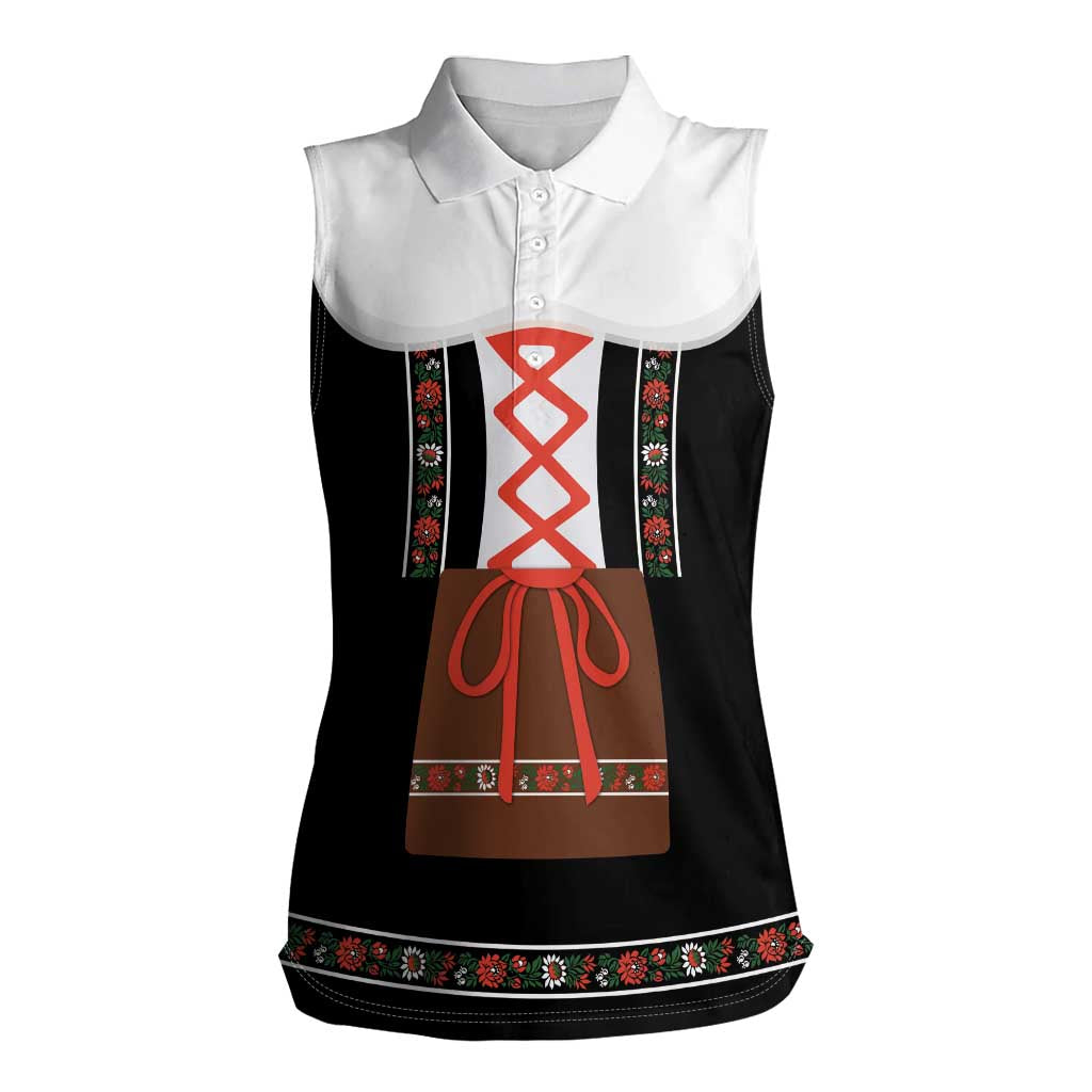 Oktoberfest Dirndl Costume Women Sleeveless Polo Shirt German Beer Festival - Wonder Print Shop