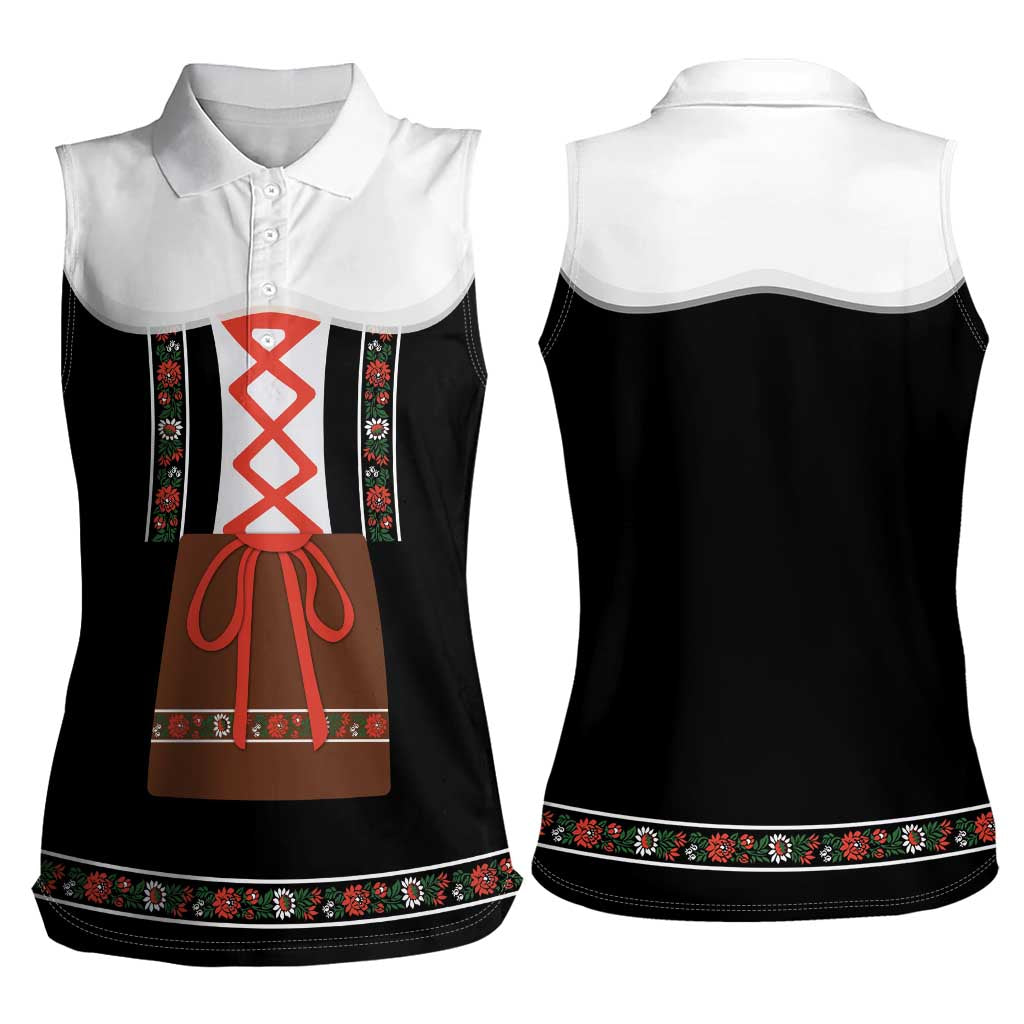 Oktoberfest Dirndl Costume Women Sleeveless Polo Shirt German Beer Festival - Wonder Print Shop
