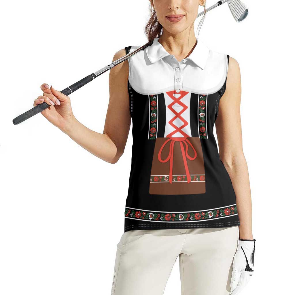 Oktoberfest Dirndl Costume Women Sleeveless Polo Shirt German Beer Festival - Wonder Print Shop
