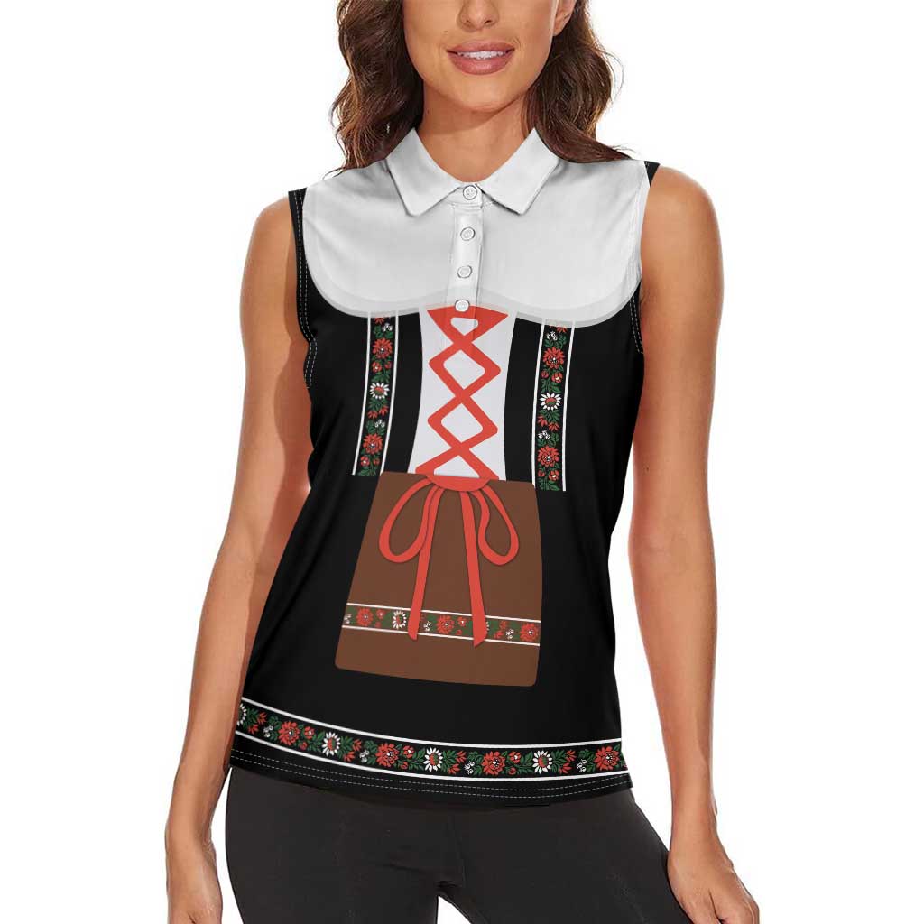 Oktoberfest Dirndl Costume Women Sleeveless Polo Shirt German Beer Festival - Wonder Print Shop