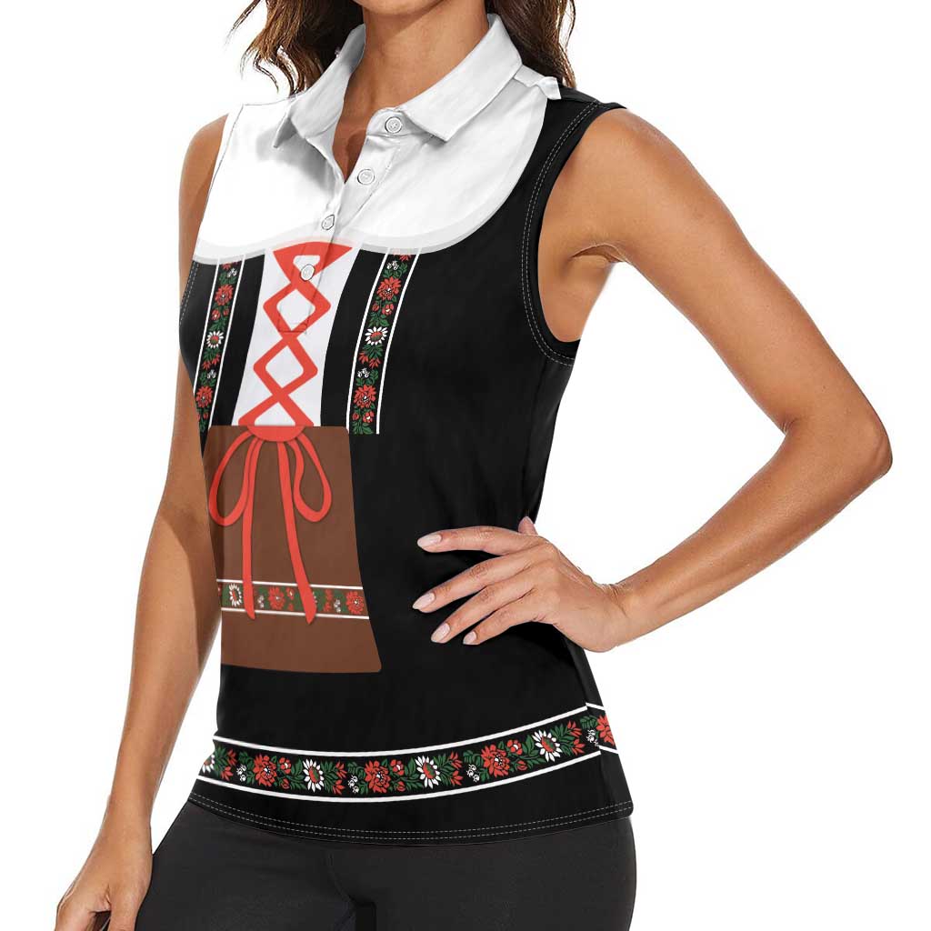 Oktoberfest Dirndl Costume Women Sleeveless Polo Shirt German Beer Festival - Wonder Print Shop