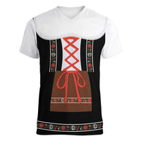 Oktoberfest Dirndl Costume Women V-Neck T-Shirt German Beer Festival - Wonder Print Shop