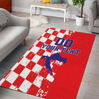 Custom Croatia Independence Day Area Rug Grunge Checkerboard Patterns With Map - Wonder Print Shop