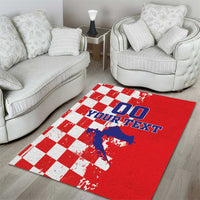 Custom Croatia Independence Day Area Rug Grunge Checkerboard Patterns With Map - Wonder Print Shop