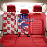 Custom Croatia Independence Day Back Car Seat Cover Grunge Checkerboard Patterns With Map - Wonder Print Shop