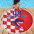 Custom Croatia Independence Day Beach Blanket Grunge Checkerboard Patterns With Map - Wonder Print Shop