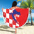 Custom Croatia Independence Day Beach Blanket Grunge Checkerboard Patterns With Map - Wonder Print Shop