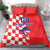 Custom Croatia Independence Day Bedding Set Grunge Checkerboard Patterns With Map - Wonder Print Shop
