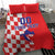 Custom Croatia Independence Day Bedding Set Grunge Checkerboard Patterns With Map - Wonder Print Shop