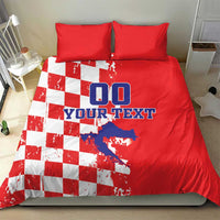 Custom Croatia Independence Day Bedding Set Grunge Checkerboard Patterns With Map - Wonder Print Shop