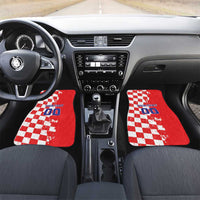Custom Croatia Independence Day Car Mats Grunge Checkerboard Patterns With Map - Wonder Print Shop