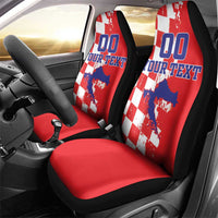 Custom Croatia Independence Day Car Seat Cover Grunge Checkerboard Patterns With Map - Wonder Print Shop