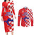 Custom Croatia Independence Day Couples Matching Long Sleeve Bodycon Dress and Long Sleeve Button Shirt Grunge Checkerboard Patterns With Map - Wonder Print Shop