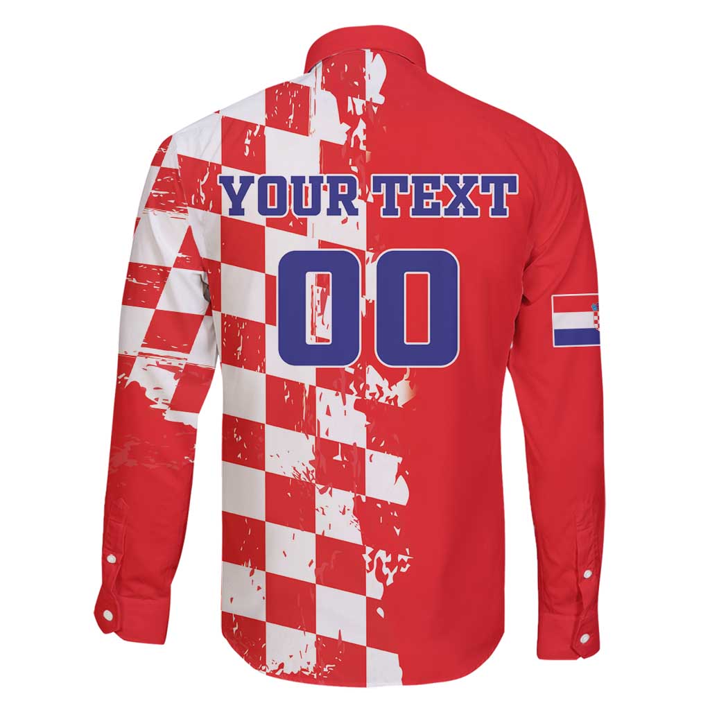 Custom Croatia Independence Day Family Matching Long Sleeve Bodycon Dress and Hawaiian Shirt Grunge Checkerboard Patterns With Map - Wonder Print Shop
