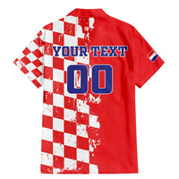 Custom Croatia Independence Day Family Matching Mermaid Dress and Hawaiian Shirt Grunge Checkerboard Patterns With Map - Wonder Print Shop