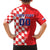Custom Croatia Independence Day Family Matching Off The Shoulder Long Sleeve Dress and Hawaiian Shirt Grunge Checkerboard Patterns With Map - Wonder Print Shop