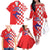 Custom Croatia Independence Day Family Matching Off The Shoulder Long Sleeve Dress and Hawaiian Shirt Grunge Checkerboard Patterns With Map - Wonder Print Shop