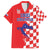 Custom Croatia Independence Day Family Matching Off The Shoulder Long Sleeve Dress and Hawaiian Shirt Grunge Checkerboard Patterns With Map - Wonder Print Shop