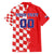 Custom Croatia Independence Day Family Matching Off The Shoulder Long Sleeve Dress and Hawaiian Shirt Grunge Checkerboard Patterns With Map - Wonder Print Shop