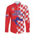 Custom Croatia Independence Day Family Matching Off The Shoulder Long Sleeve Dress and Hawaiian Shirt Grunge Checkerboard Patterns With Map - Wonder Print Shop