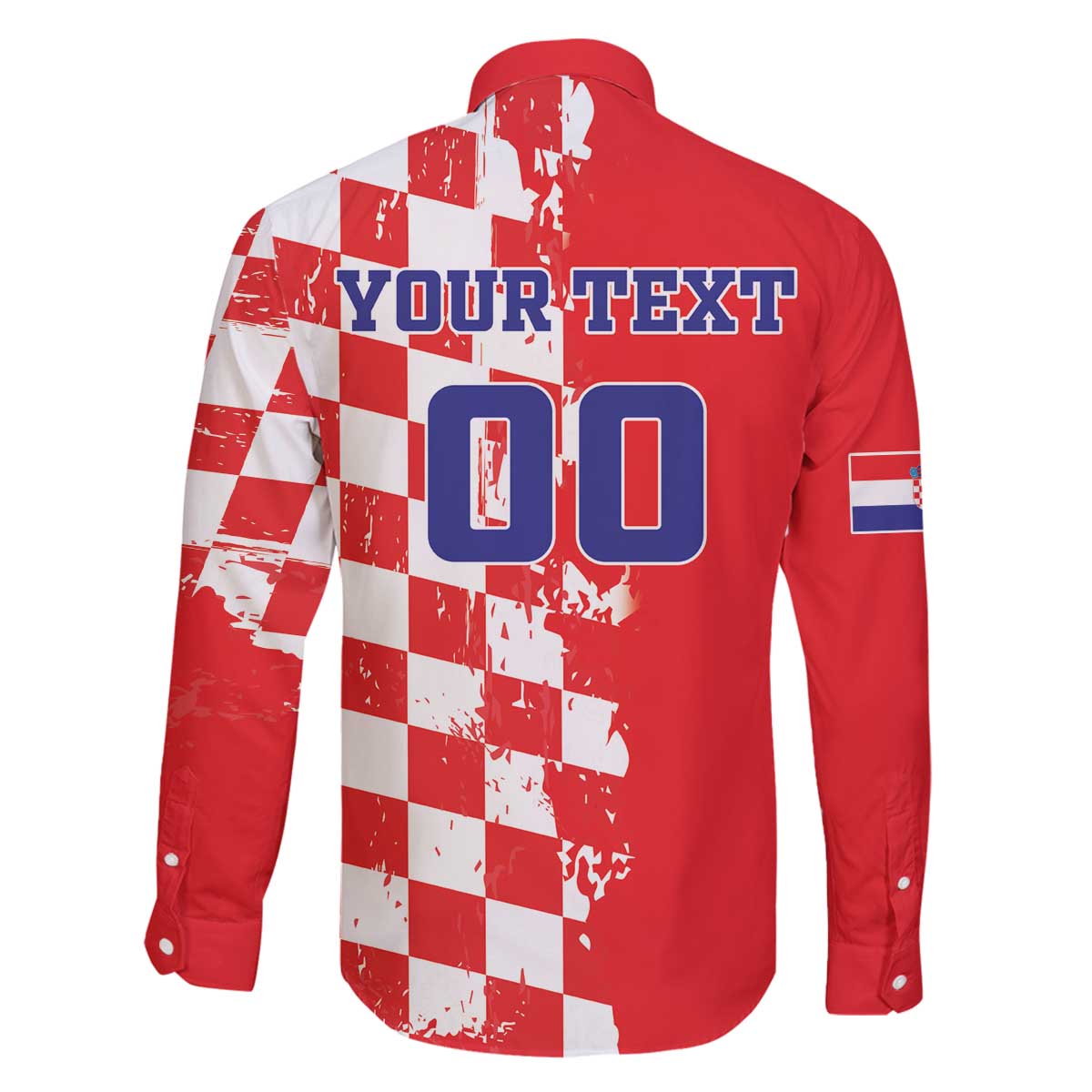 Custom Croatia Independence Day Family Matching Off The Shoulder Long Sleeve Dress and Hawaiian Shirt Grunge Checkerboard Patterns With Map - Wonder Print Shop