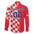 Custom Croatia Independence Day Family Matching Off The Shoulder Long Sleeve Dress and Hawaiian Shirt Grunge Checkerboard Patterns With Map - Wonder Print Shop