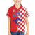 Custom Croatia Independence Day Family Matching Off The Shoulder Long Sleeve Dress and Hawaiian Shirt Grunge Checkerboard Patterns With Map - Wonder Print Shop