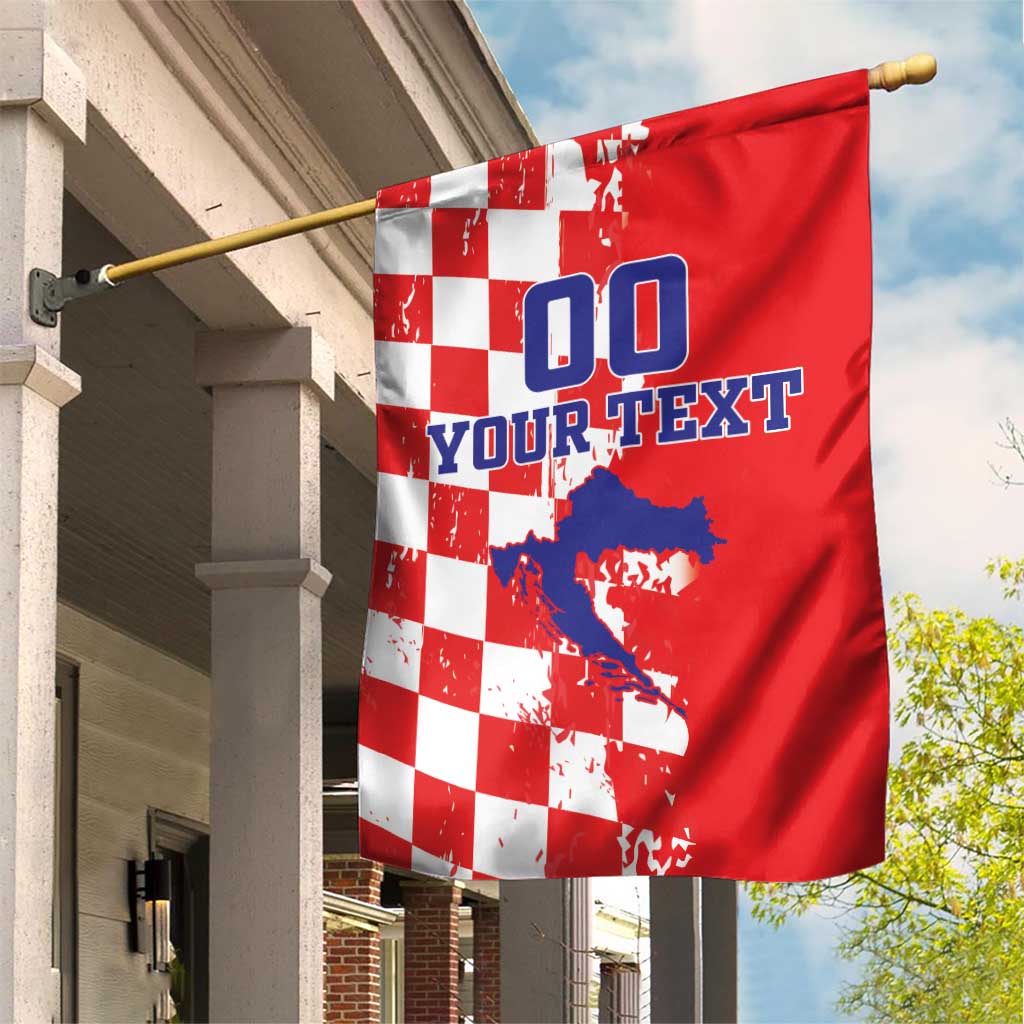Custom Croatia Independence Day Garden Flag Grunge Checkerboard Patterns With Map - Wonder Print Shop