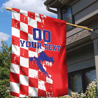 Custom Croatia Independence Day Garden Flag Grunge Checkerboard Patterns With Map - Wonder Print Shop