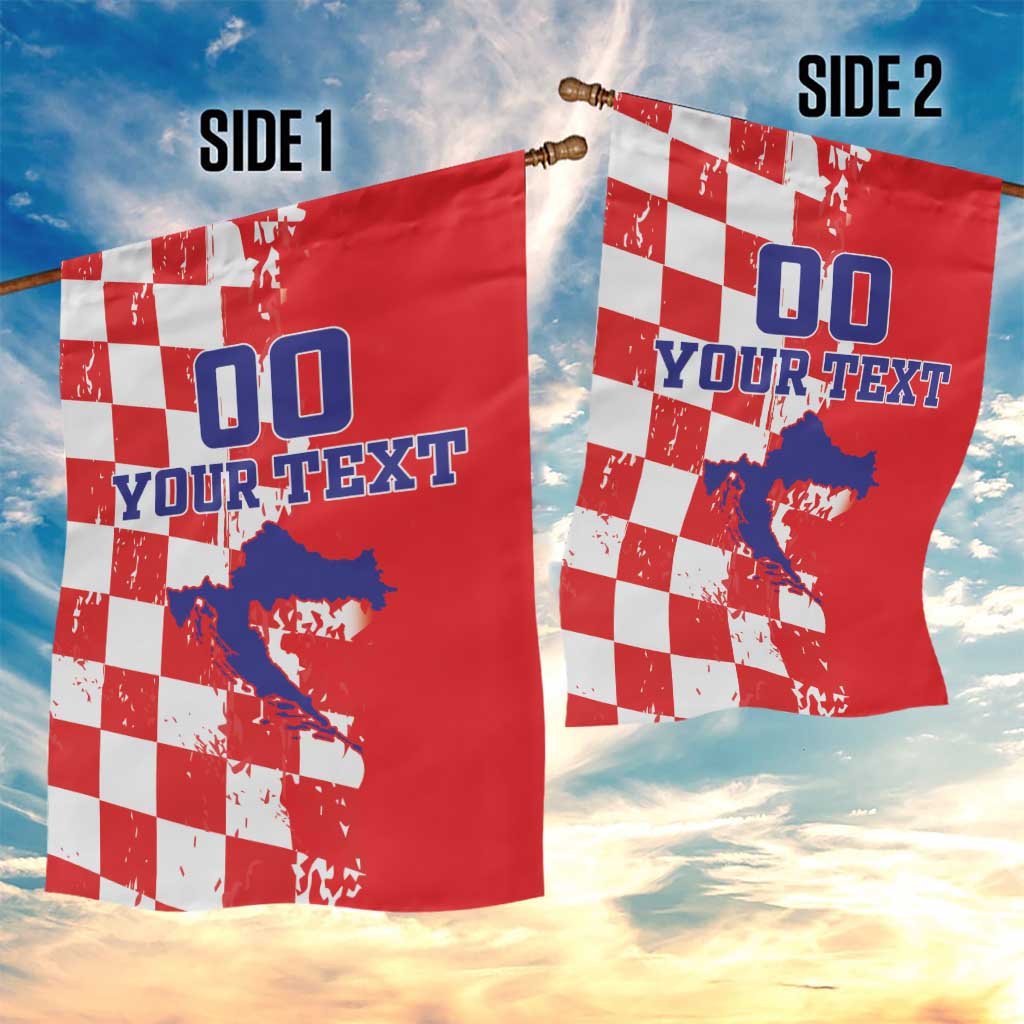 Custom Croatia Independence Day Garden Flag Grunge Checkerboard Patterns With Map - Wonder Print Shop
